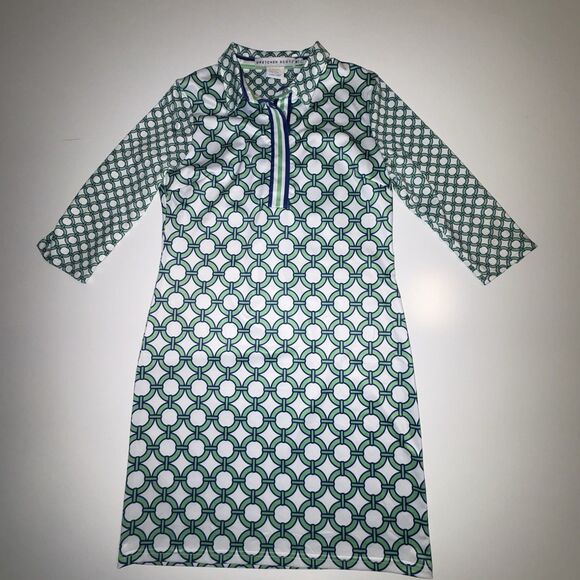 GRETCHEN SCOTT Everywhere Dress Blue Green Women's Size Medium Collared - Picture 7 of 10